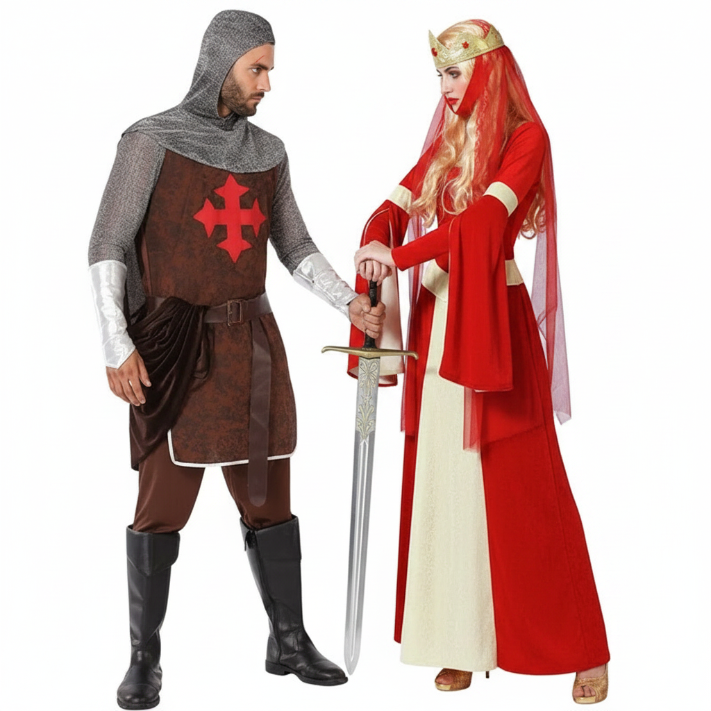 Mittelalterlicher Ritter und Prinzessin Paarkostüm für Erwachsene