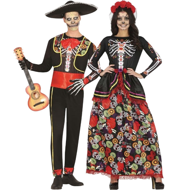 Pareja de Esqueleto Mariachi y Reina Catrina