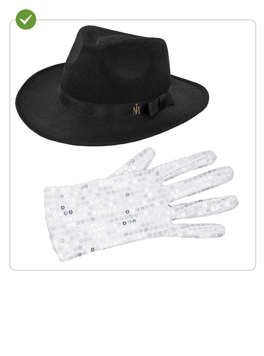 Sombrero y guante de Michael Jackson Adulto Contenido