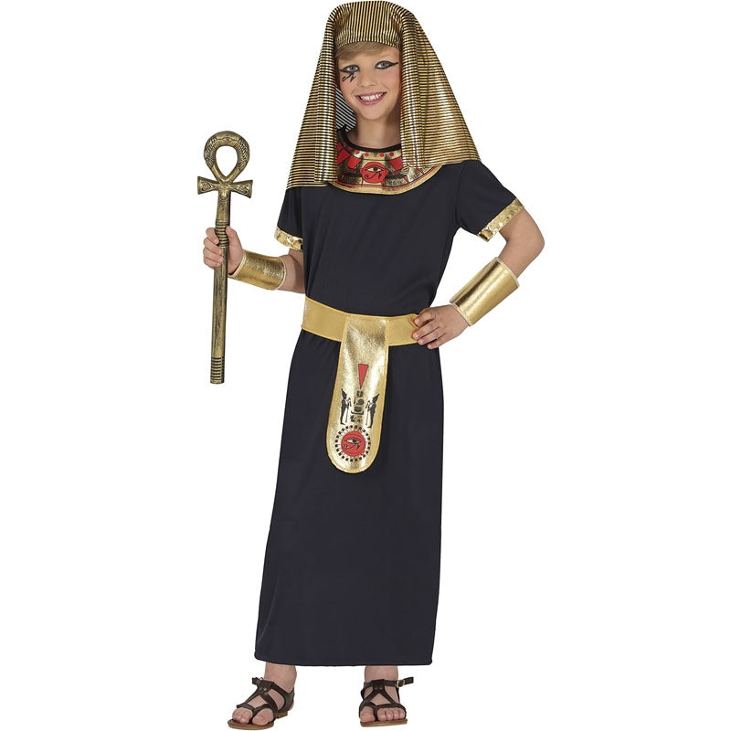 DEGUISE TOI Ägyptisches Pharao-Kostüm Für Jungen – Inkl. Oberteil, Hose, Kopfschmuck, Kragen & Armbänder – Gr. Verstellbar (Gold/Weiß)