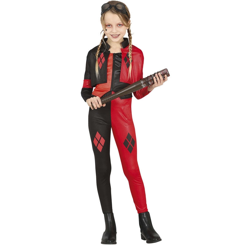 Generique Harley Quinn Mädchenkostüm – Schwarz-rot, Inkl. Tutu-Kleid & Zubehör