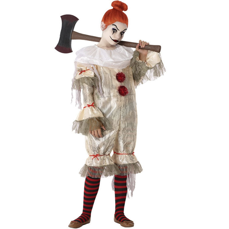 Vegaoo Grusel-Clown-Kostüm Für Damen – Kleid In Gold-Grau Für Halloween, Karneval & Horror-Partys