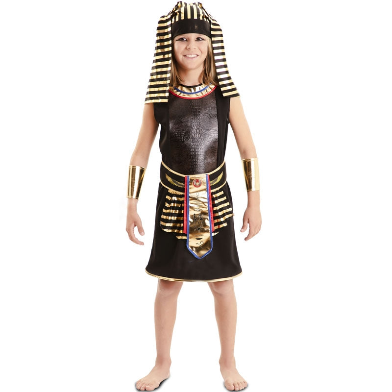 DEGUISE TOI Ägyptisches Pharao-Kostüm Für Jungen – Inkl. Oberteil, Hose, Kopfschmuck, Kragen & Armbänder – Gr. Verstellbar (Gold/Weiß)