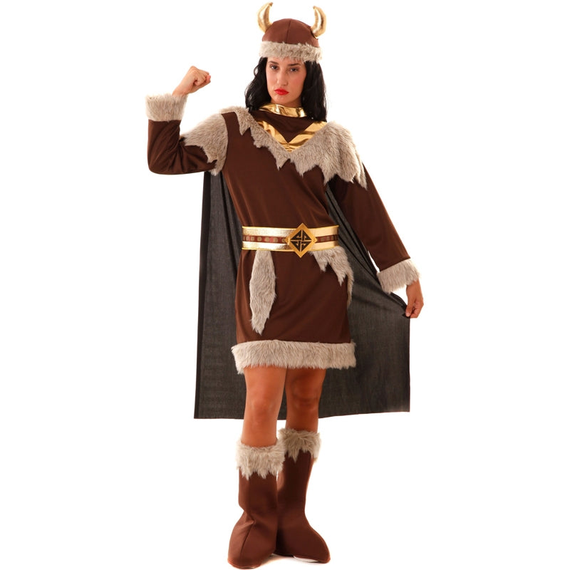 EuroCarnavales Wikinger-Kostüm Für Jungen – Tunika, Umhang, Helm, Stiefelüberzüge, Gr. 10-12 Jahre