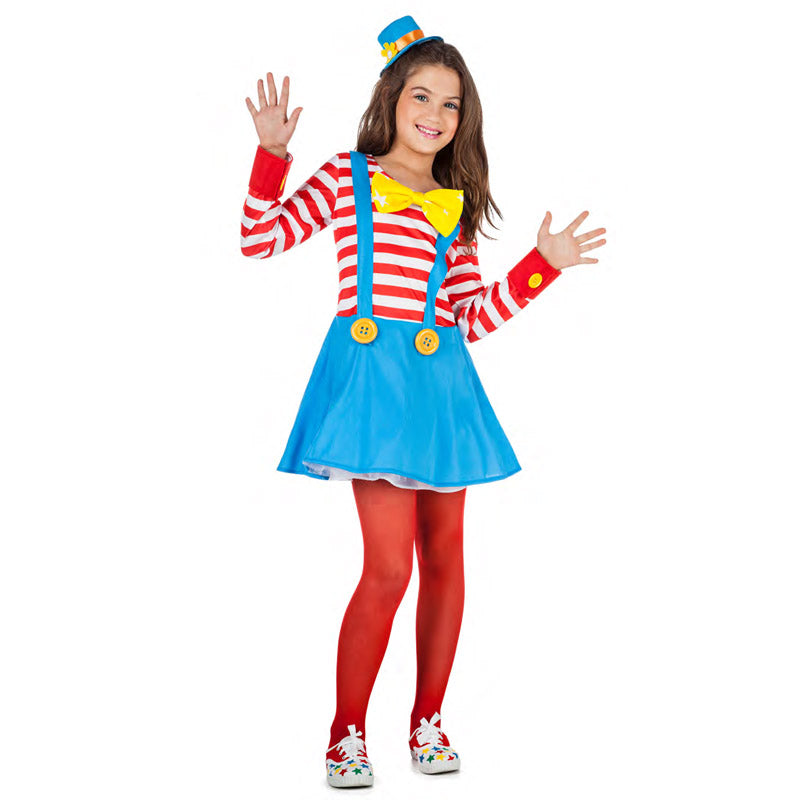 Kimokawaii Clown-Kostüm Für Kinder 10-12 Jahre – Inkl. Jacke, Rock, Hut & Fliege, 100 % Polyester