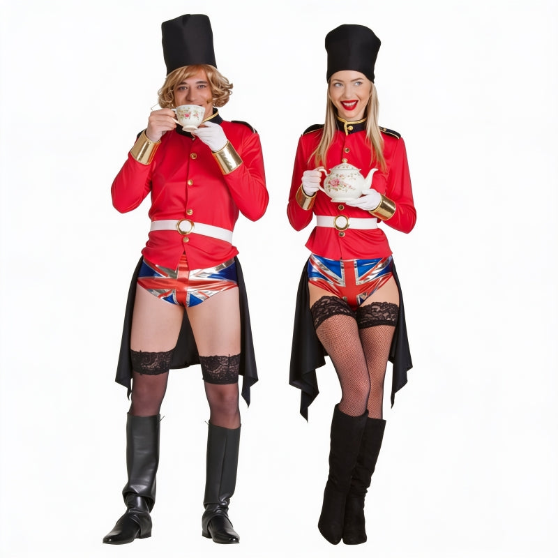Englische Royal Guards Exhibitionisten Paarkostüm für Erwachsene