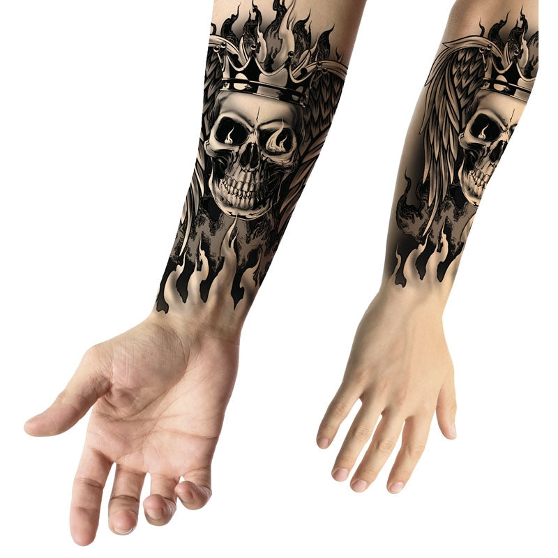 2x XL Tattoos 'Rosen & Totenkopf' – Temporäre Haut-Tattoos, Wasserfest, Ca. 20x13 Cm