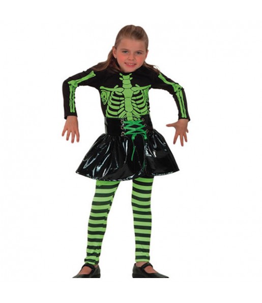 Verkleiden Sie die Fluoreszierendes SkelettMädchen für eine Halloween-Party