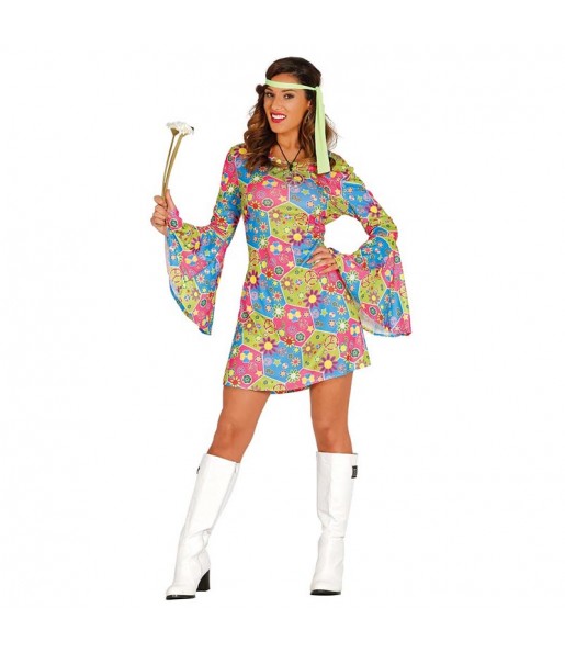Kostüm Sie sich als Blumiges Hippie Kostüm für Damen-Frau für Spaß und Vergnügungen
