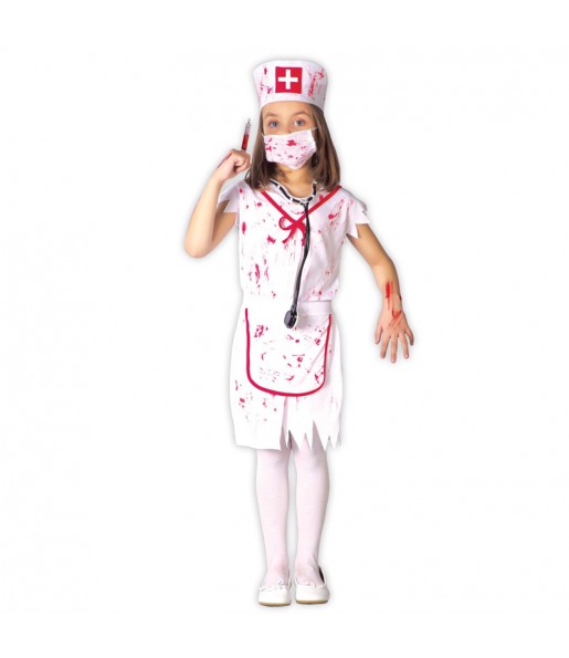 Verkleiden Sie die Blutige Zombie KrankenschwesterMädchen für eine Halloween-Party