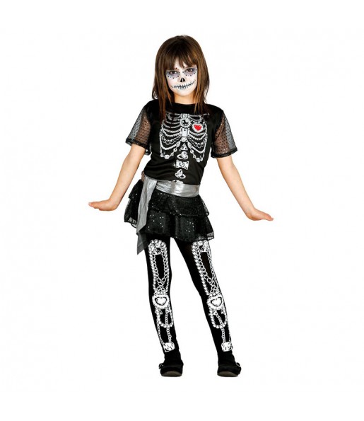 Verkleiden Sie die Skelett LuxusMädchen für eine Halloween-Party