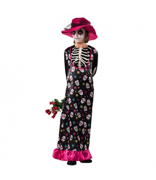Verkleiden Sie die Catrina des TodesMädchen für eine Halloween-Party
