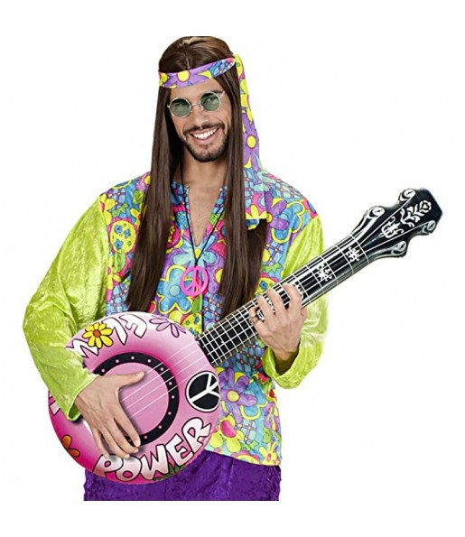 Rosa aufblasbares Banjo um Ihr Kostüm zu vervollständigen