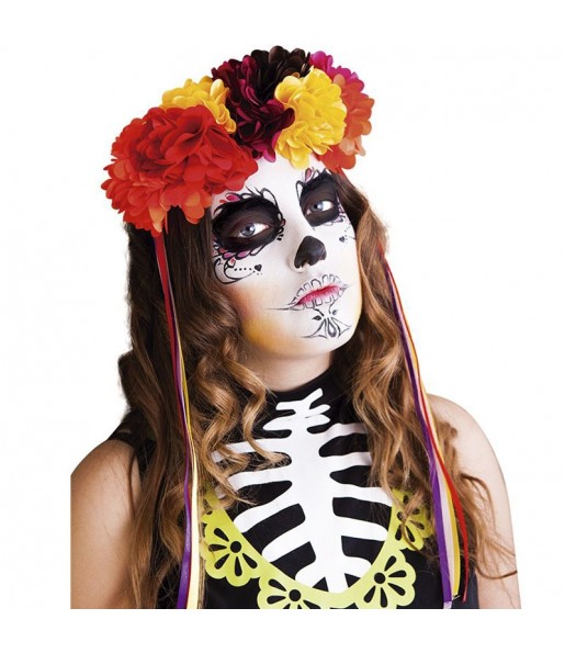 Deluxe Catrina Stirnband mit Blumen zur Vervollständigung Ihres Horrorkostüms
