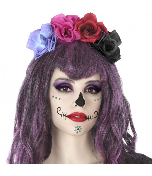 Mehrfarbiges Catrina-Stirnband zur Vervollständigung Ihres Horrorkostüms