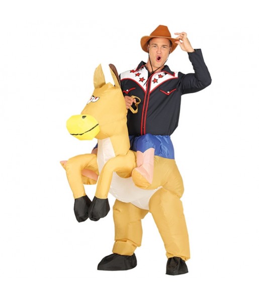 Aufblasbarer Cowboy Huckepack Erwachseneverkleidung für einen Faschingsabend
