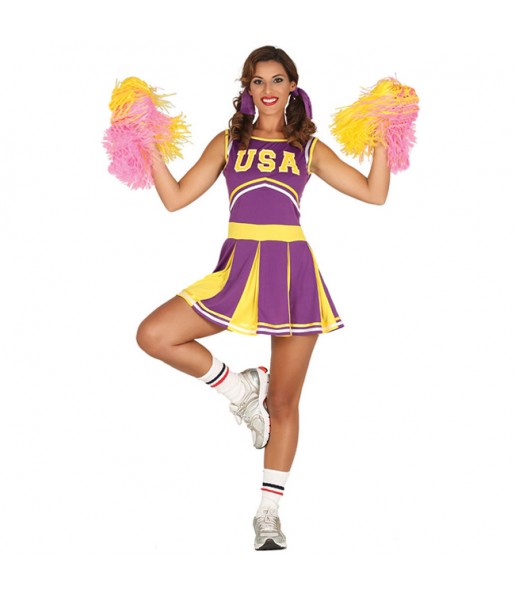 Kostüm Sie sich als USA Lila CheerleaderKostüm für Damen-Frau für Spaß und Vergnügungen