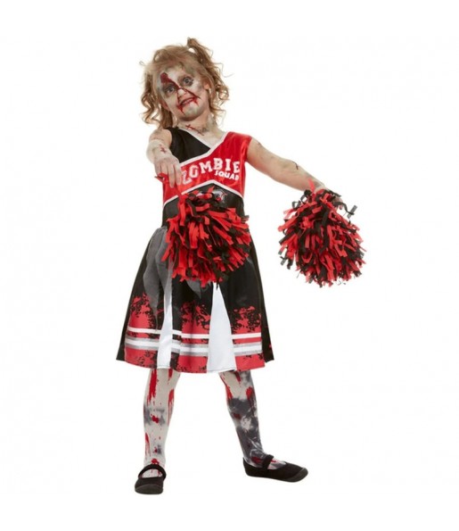 Zombie Cheerleader mit Pompons Kostüm für Mädchen