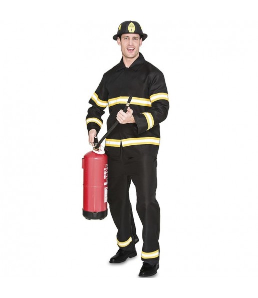 Schwarzer Feuerwehrmann Kostüm für Herren
