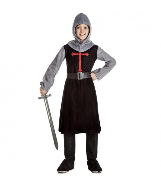 Mittelalterlicher schwarzer Ritter Kostüm für Kinder