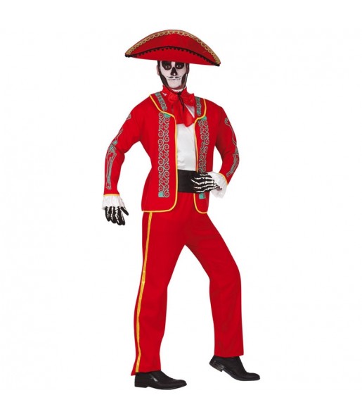 Verkleidung Rote mexikanische Catrín Erwachsene für einen Halloween-Abend