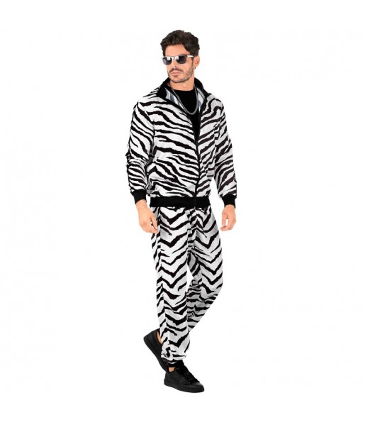 Schwarzer und weißer Tiger-Trainingsanzug Kostüm für Herren