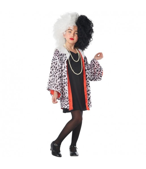 Verkleiden Sie die Cruella de Vil DeluxeMädchen für eine Halloween-Party