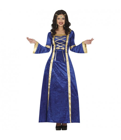 Blaue mittelalterliche DameKostüm für Damen