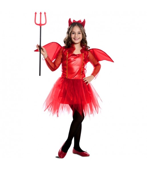 Rotes Teufelskostüm mit Flügeln für Mädchen