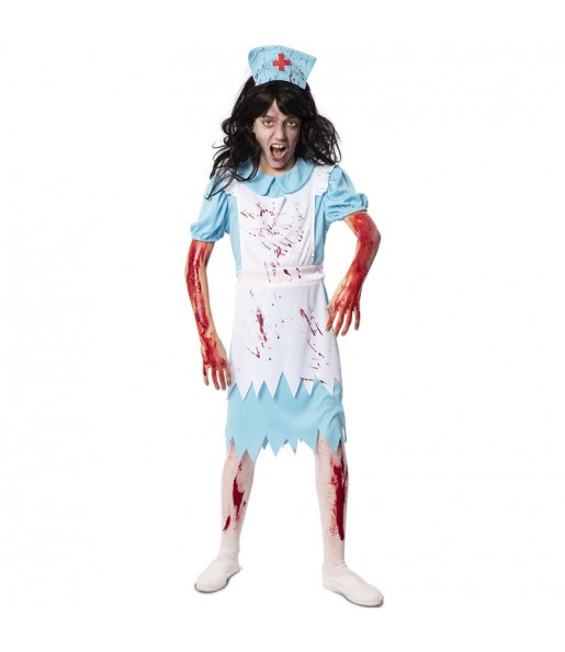 Zombie blaue Krankenschwester Kostüm für Mädchen