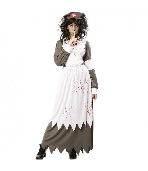 Graue Zombie-Krankenschwester Kostüm für Damen