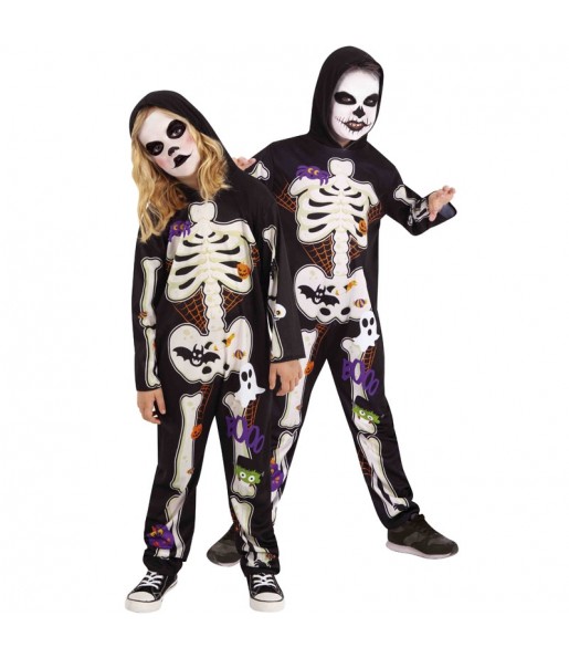 Buntes Skelett Kinderverkleidung für eine Halloween-Party