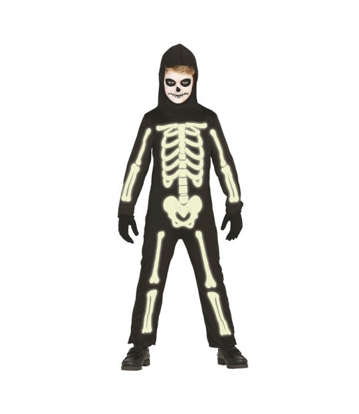 Leuchten im Dunkeln Skelett Kinderverkleidung für eine Halloween-Party