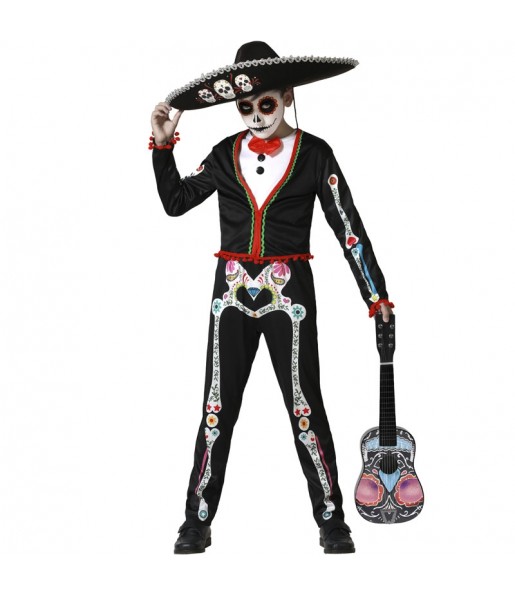 Mexikanisches Skelett Tag der Toten Kostüm für Jungen