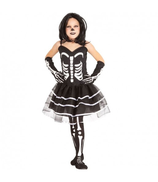 Skelett Miss Bones Kostüm für Mädchen
