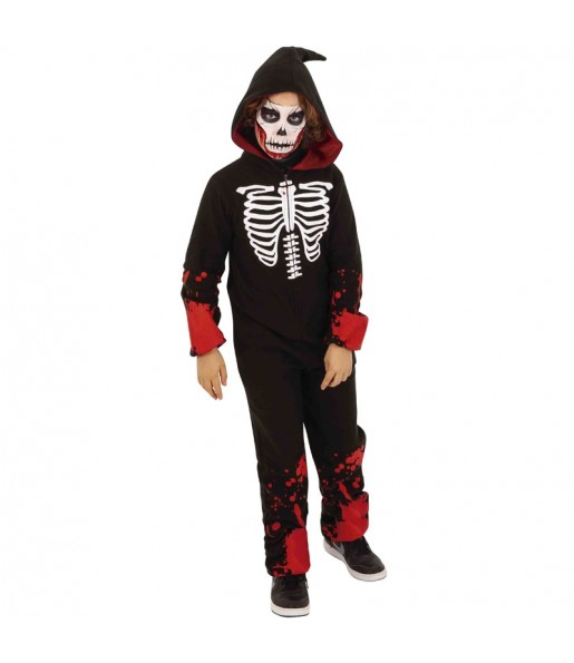 Blutiges Skelett Onesie Kinderverkleidung für eine Halloween-Party