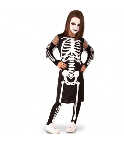 Unheimliches Skelett Kostüm für Mädchen