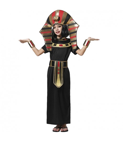 Pharao von Ägypten schwarz und gold Kostüm für Mädchen