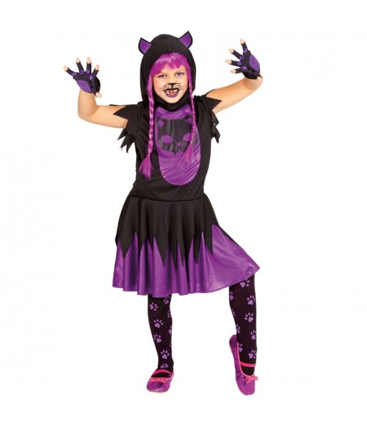 Schwarze Katze mit Ton Kostüm für Mädchen