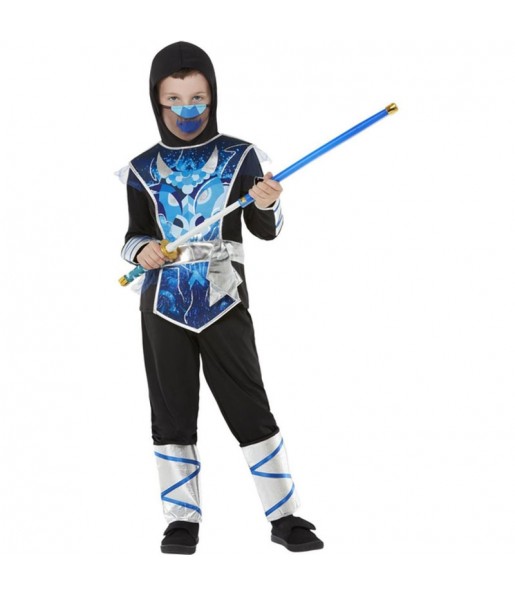 Blauer Ninja-Krieger Kostüm für Jungen