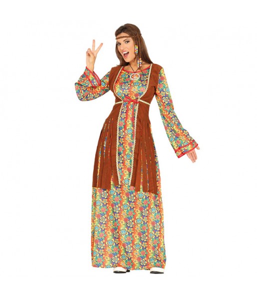 Kostüm Sie sich als Hippie Peace and Love Kostüm für Damen-Frau für Spaß und Vergnügungen