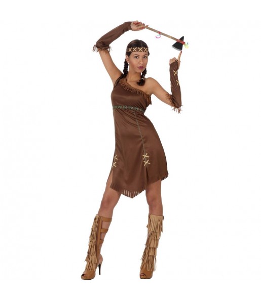 Kostüm Sie sich als Braunes Indianer Kostüm für Damen-Frau für Spaß und Vergnügungen