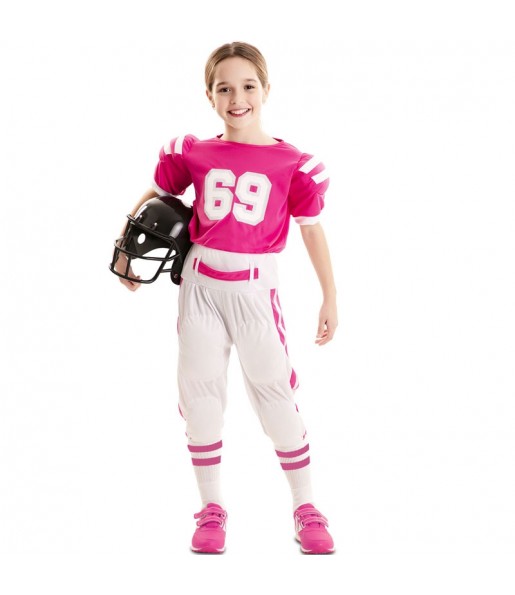 Rosa American Football Spieler Kostüm für Mädchen