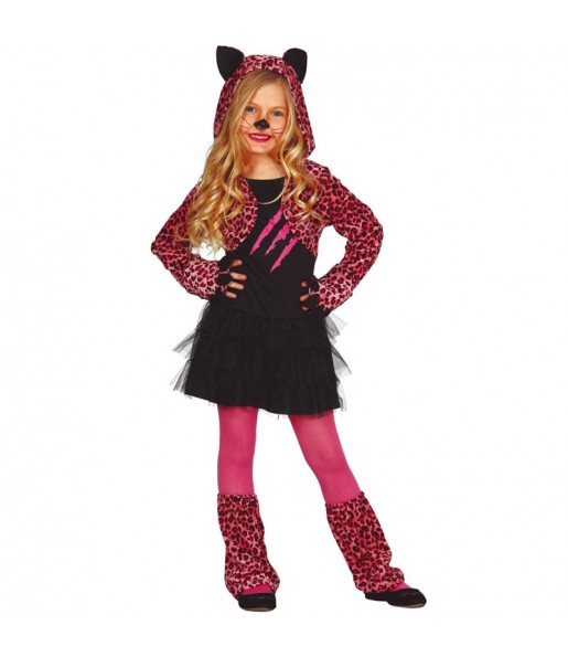 Rosa Leopard Kostüm für Mädchen