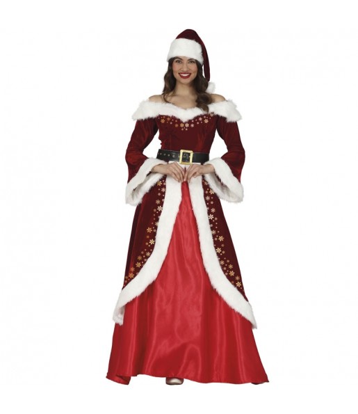 Langes Weihnachtsmann Kostüm für Damen