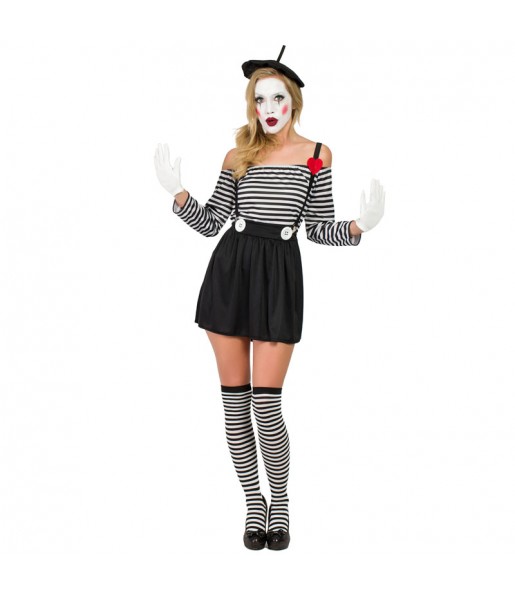 Kostüm Sie sich als Pantomime Clown Kostüm für Damen-Frau für Spaß und Vergnügungen