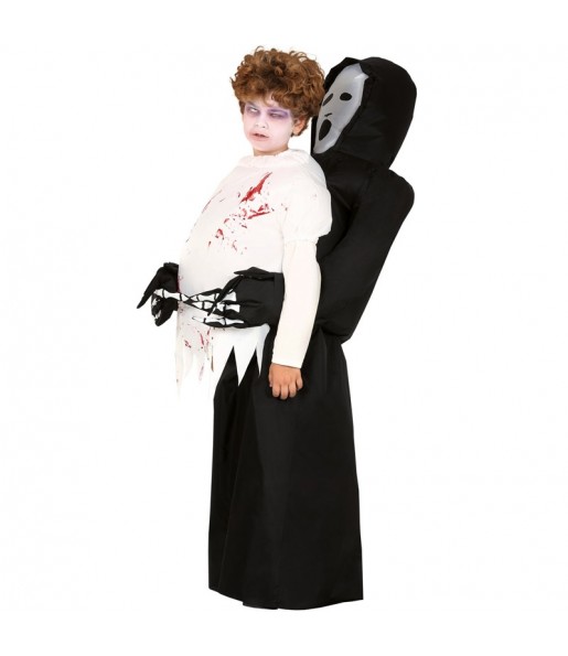 Aufblasbarer Tod Huckepack Kinderverkleidung für eine Halloween-Party