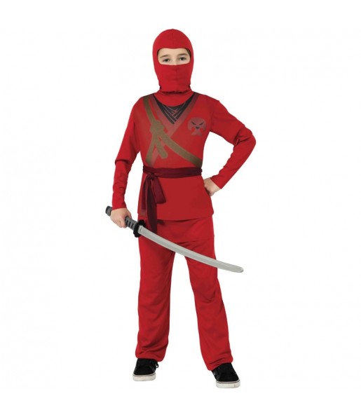 Roter Totenkopf-Ninja Kostüm für Jungen