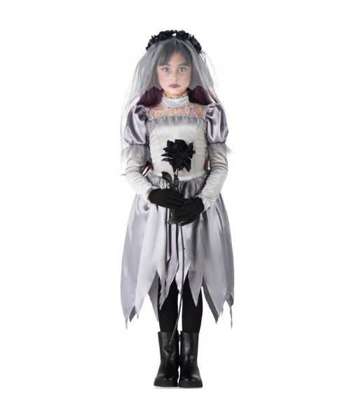Tote Braut in Grau Kostüm für Mädchen