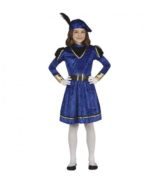 Blau Königlicher Pagenkopf Kostüm für Mädchen